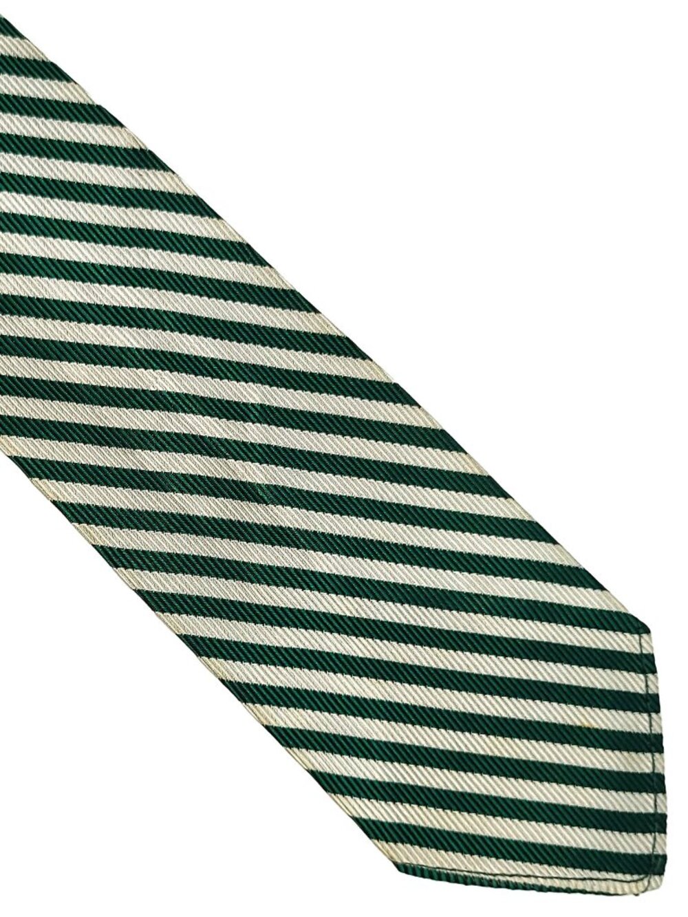 Vtg 40s 50s Arrow Green White Stripes Roll-Hem Tie Necktie Cravat 2.75 x 54